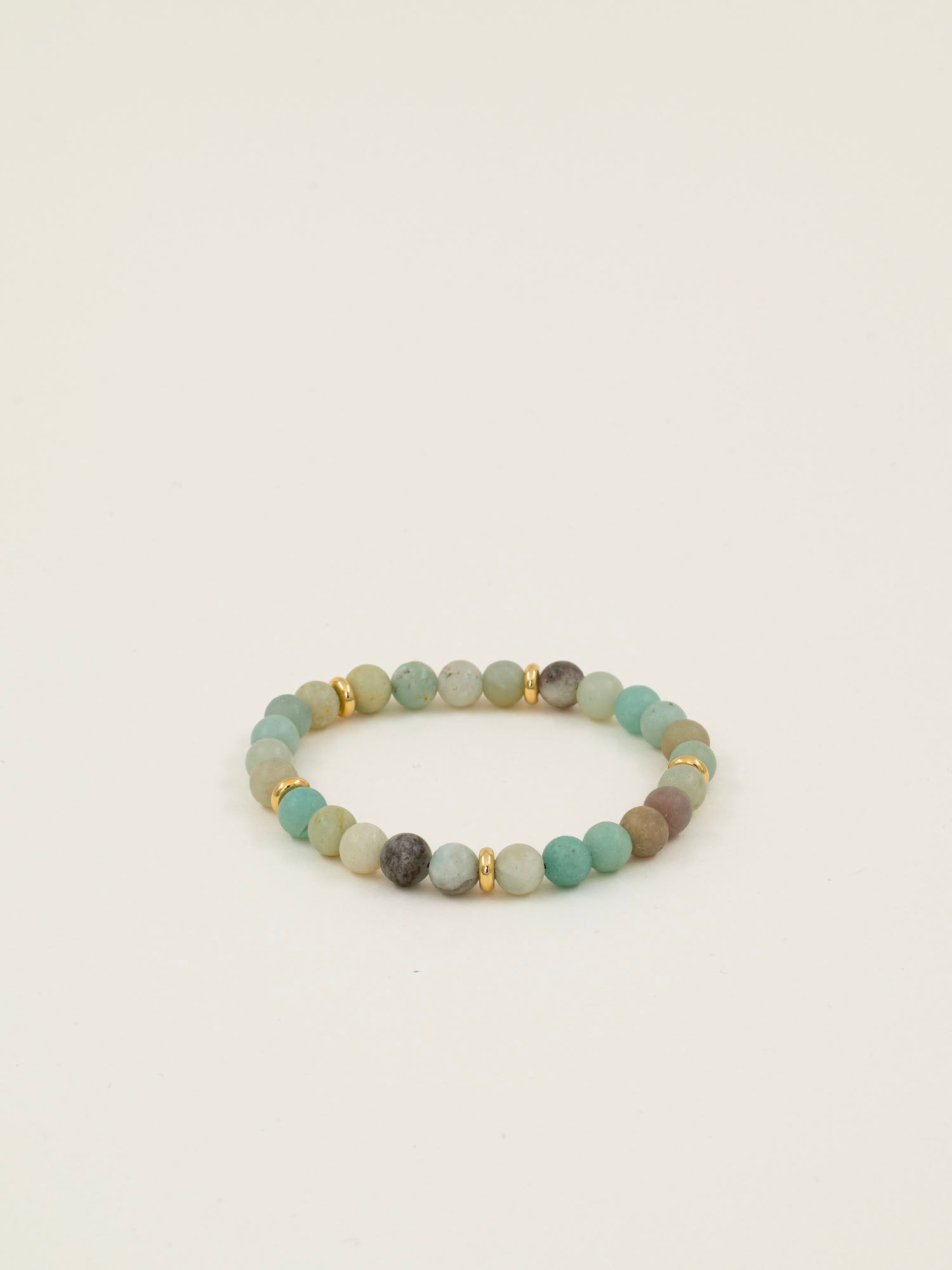 Bracelet perles Makalu - amazonite mate bleu-vert et rondelles dorées, fait main en France