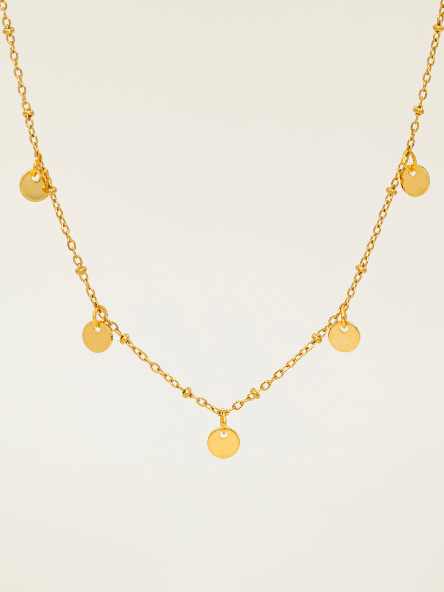 Collier artisanal Elba - pastilles dorées plaqué or, ajustable, fait main en France