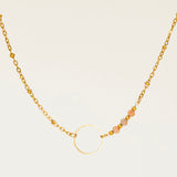 Collier artisanal Calvi -anneau doré ciselé et perles du soleil, plaqué or 24K, fait main en France