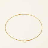 Collier artisanal Calvi -anneau doré ciselé et perles du soleil, plaqué or 24K, fait main en France