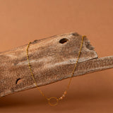 Collier artisanal Calvi -anneau doré ciselé et perles du soleil, plaqué or 24K, fait main en France